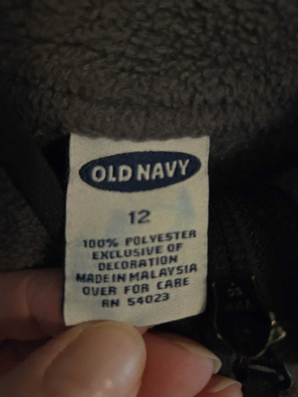 Old Navy Girls Size 12 Gray Fleece Full Zip Vest Black Trim